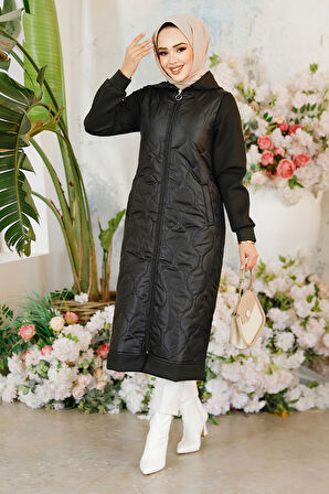 Kapitone Siyah Tesettür Kap 80291S