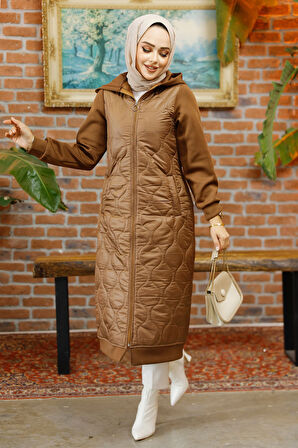 Kapitone Kahverengi Tesettür Kap 80291KH