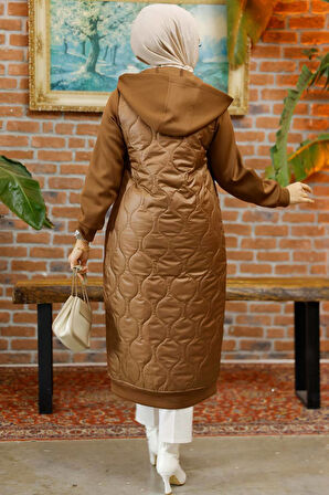 Kapitone Kahverengi Tesettür Kap 80291KH