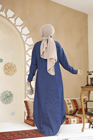 Kot Lacivert Tesettür Elbise 19121L