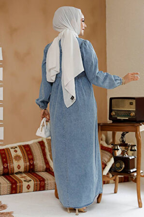 Cepli Kot Mavi Tesettür Elbise 19122M