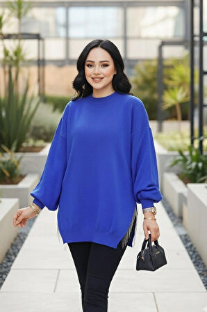 Zincir Detaylı Sax Mavisi  Kazak  17202SX