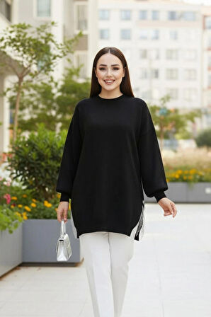 Zincir Detaylı Siyah  Kazak  17202S