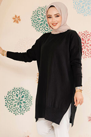 Siyah Tesettür Kazak Tunik 17203S