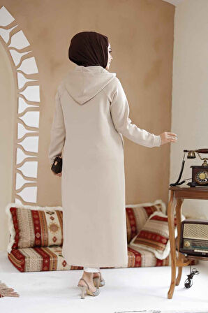 Kapşonlu Bej Tesettür Kap 72231BEJ