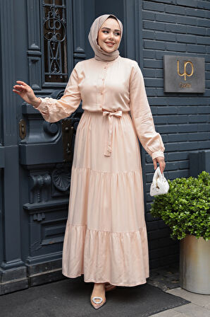 Kat Piliseli Somon Tesettür Elbise 22042SMN