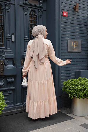 Kat Piliseli Somon Tesettür Elbise 22042SMN