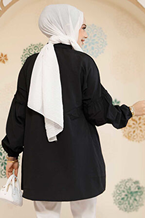 Nakış Desenli Siyah Tesettür Tunik 40603S