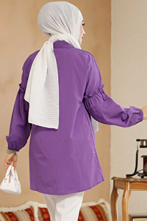 Nakış Desenli Mor Tesettür Tunik 40603MOR