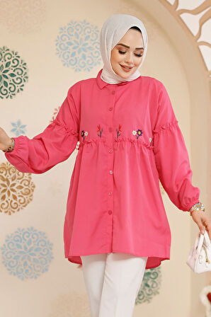 Nakış Desenli Fushia Tesettür Tunik 40603F