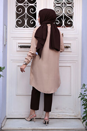 Düğmeli Bisküvi Tesettür Tunik 11715BS