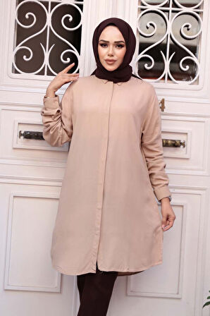 Düğmeli Bisküvi Tesettür Tunik 11715BS