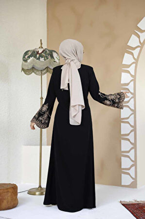 Nakış Desenli Siyah Tesettür Abaya 98221S