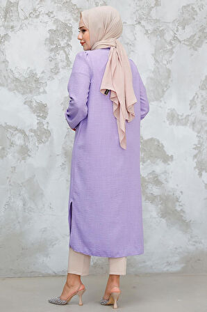 Düğmeli Lila Tesettür Tunik 41401LILA