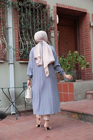 Düğmeli Füme Tesettür Tunik 70551FU