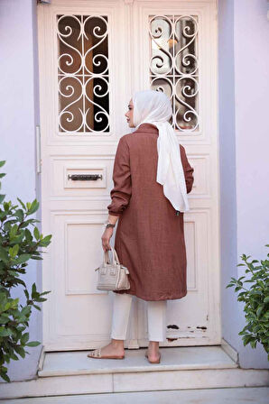 Düğmeli Kahverengi Tesettür Tunik 70881KH