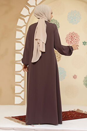 Fermuarlı Vizon Tesettür Abaya 45295V