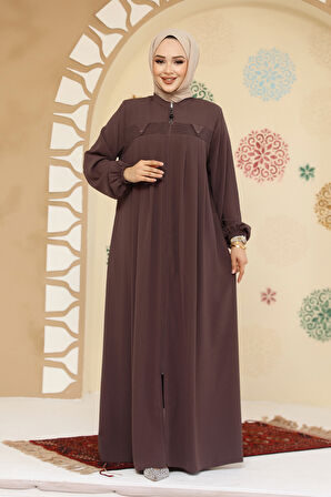 Fermuarlı Vizon Tesettür Abaya 45295V