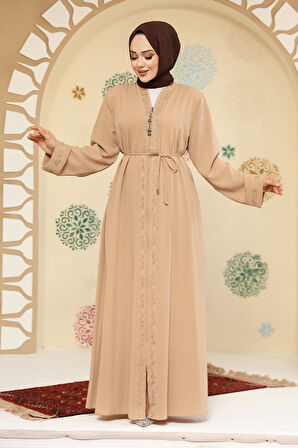 Fermuarlı Ten Tesettür Abaya 45297TEN