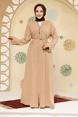 Fermuarlı Ten Tesettür Abaya 45297TEN