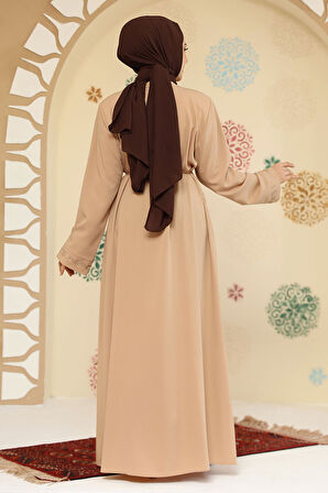 Fermuarlı Ten Tesettür Abaya 45297TEN