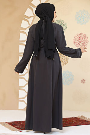 Fermuarlı Antrasit Tesettür Abaya 45297ANT