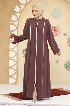 Biyeli Gül Kurusu Tesettür Abaya 45300GK