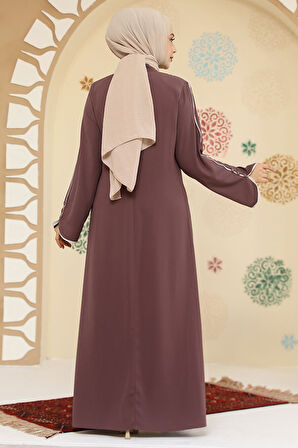 Biyeli Gül Kurusu Tesettür Abaya 45300GK