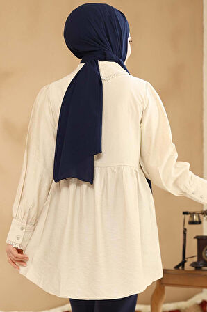 Bebe Yaka Bej Tesettür Tunik 40691BEJ