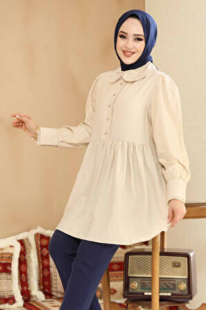 Bebe Yaka Bej Tesettür Tunik 40691BEJ