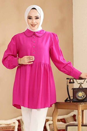 Bebe Yaka Fuşya Tesettür Tunik 40691FU