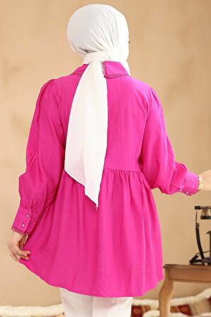 Bebe Yaka Fuşya Tesettür Tunik 40691FU