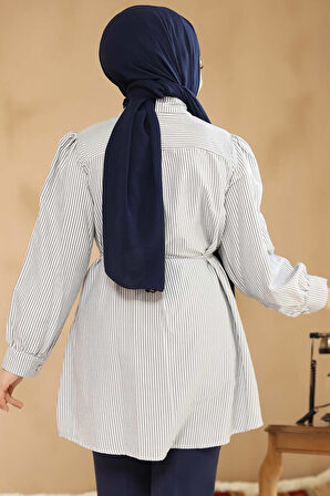 Düğmeli Füme Tesettür Tunik 42421FU