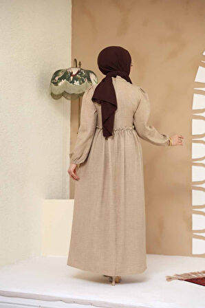 Desenli Vizon Tesettür Elbise 45741V