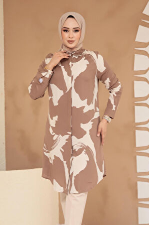 Desenli Vizon Tesettür Viskon Tunik 11728V