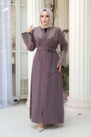 Desenli Gül Kurusu Tesettür Ferace 29105GK