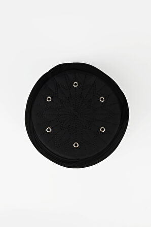 Talebe Sarığı - Siyah Kumaş - Siyah Takke - Çapraz Sarım - Kuş Gözü - 7 metre