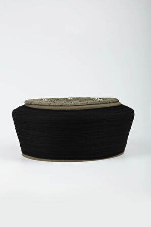 Talebe Sarığı - Siyah Kumaş - Yeşil Takke - Düz Sarım - Kuş Gözü - 5 metre