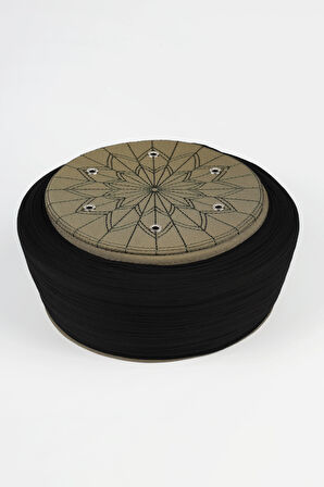 Talebe Sarığı - Siyah Kumaş - Yeşil Takke - Düz Sarım - Kuş Gözü - 5 metre