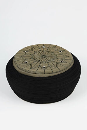 Talebe Sarığı-Siyah Kumaş-Yeşil Takke-Yuvarlak Sarım-Kuş Gözü-5 metre