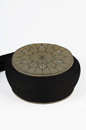 Talebe Sarığı-Siyah Kumaş-Yeşil Takke-Yuvarlak Sarım-Kuş Gözü-5 metre (Züabeli)