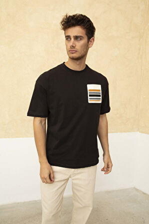 Erkek Sol Cep Detaylı Regular Fit Bisiklet Yaka T-Shirt