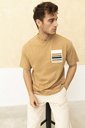 Erkek Sol Cep Detaylı Regular Fit Bisiklet Yaka T-Shirt