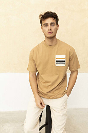 Erkek Sol Cep Detaylı Regular Fit Bisiklet Yaka T-Shirt