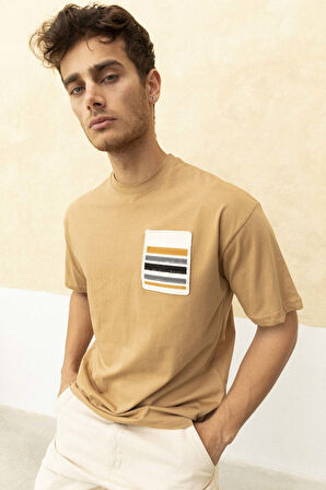 Erkek Sol Cep Detaylı Regular Fit Bisiklet Yaka T-Shirt