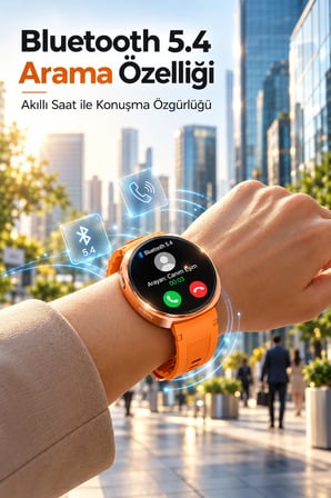 42mm Ultra İnce AMOLED Ekranlı Akıllı Saat Bluetooth Sesli Görüşme Arama Özellikli Metal Kasa