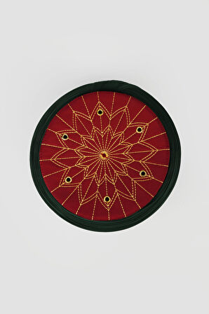 Talebe Sarığı - Yeşil Kumaş - Bordo Takke - Düz Sarım - Kuş Gözü - 5 metre