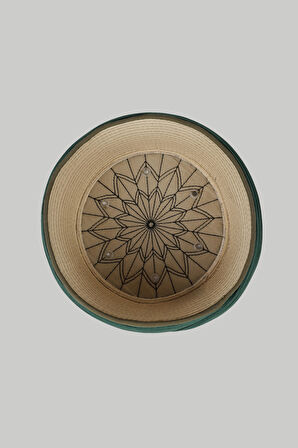 Talebe Sarığı - Yeşil Kumaş - Beyaz Takke - Yuvarlak Sarım - Kuş Gözü - 5 metre