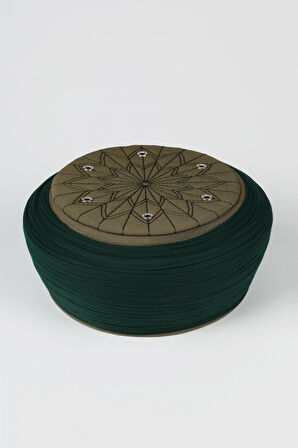 Talebe Sarığı - Yeşil Kumaş - Yeşil Takke - Düz Sarım - Kuş Gözü - 5 metre