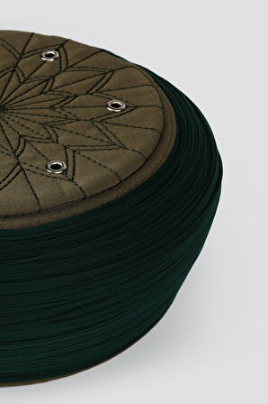 Talebe Sarığı - Yeşil Kumaş - Yeşil Takke - Düz Sarım - Kuş Gözü - 5 metre